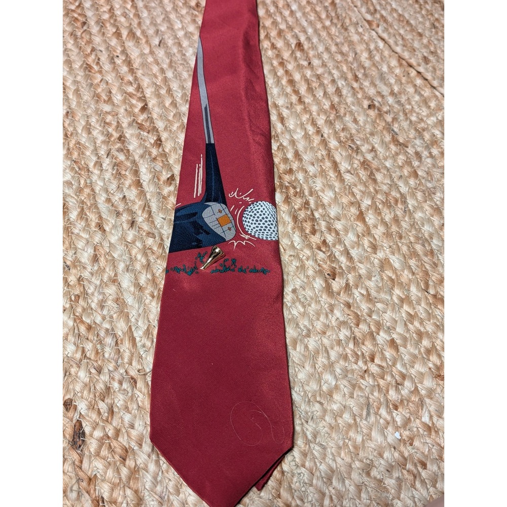 Vicky Davis The Drive Golf Silk Tie Mens Red Novelty Sports Necktie made in USA